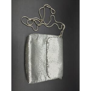Vintage Silver Mesh Evening Bag Y2K Retro Disco Style Crossbody Purse Clutch